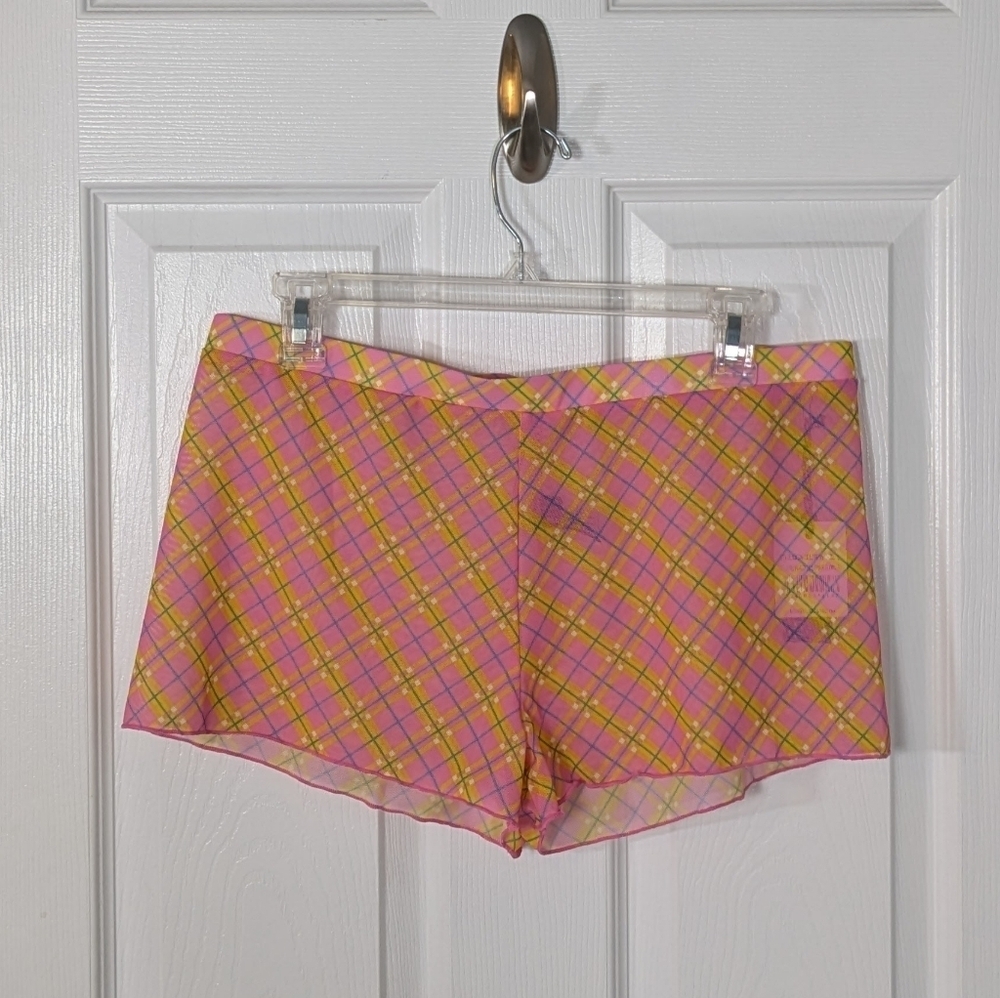 NWT Kendall‎ + Kylie Tulle Mesh Preppy Pink Plaid Festival or Beach Shorts